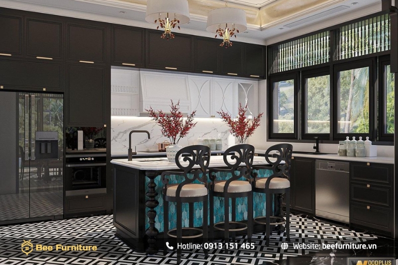 Mẫu tủ bếp đẹp hình chữ L 